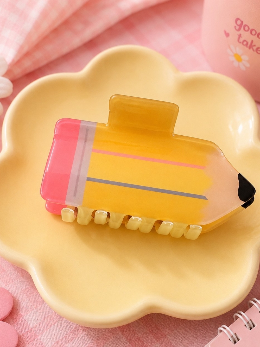 Yellow Pencil-Shaped Hair Claw Clip New